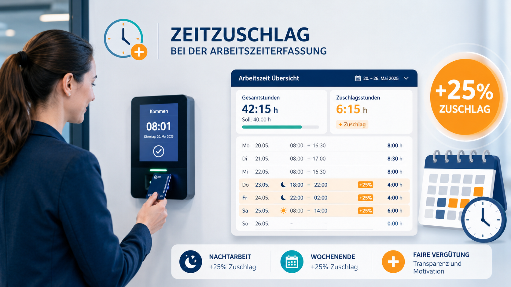 Zeitzuschläge: Erfassung und Auswertung